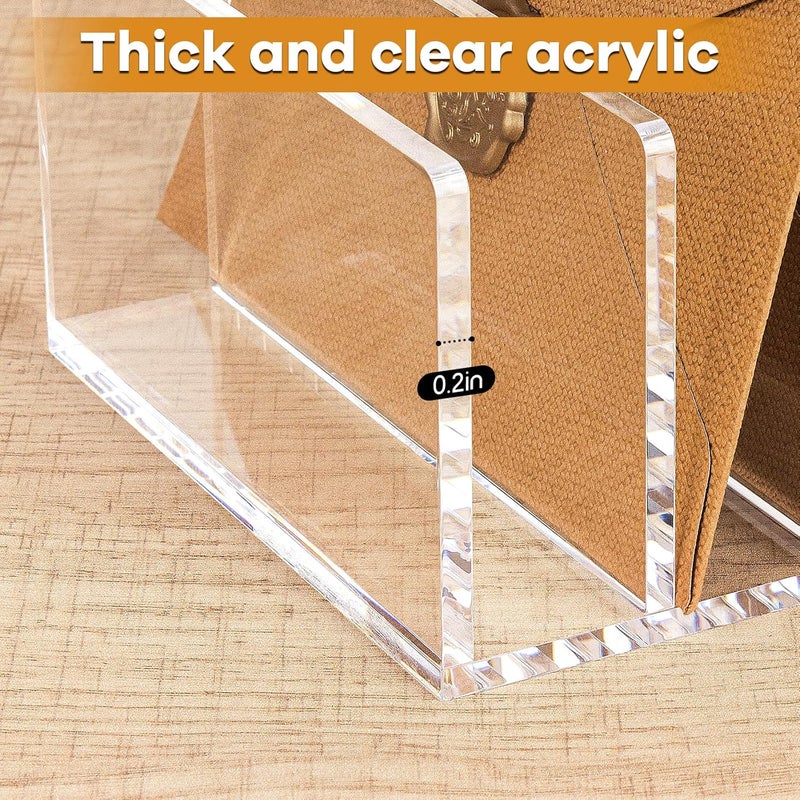 Hisize Acrylic Mail Organizer File Sorters for Desk,5-Section Laddered Desktop Vertical Letter Holder,Desk Organizer Workspace Organizer - Image 3